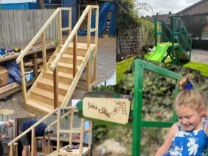 A lot of hard work from John & Bob made this little girl very happy with her slide steps